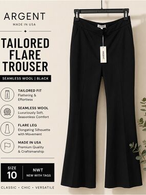 Argent Black Tailored Flare Trouser - Women's Flare Pants